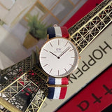 Daniel Wellington Classic Cambridge White Dial Two Tone NATO Strap Watch For Men - DW00100003