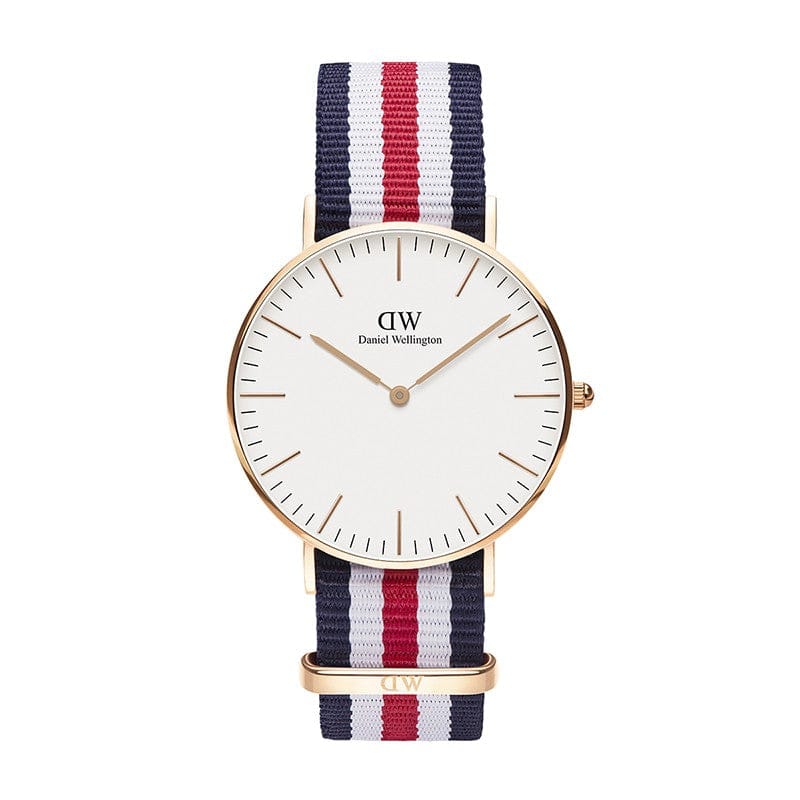 Daniel Wellington Classic Canterbury White Dial Two Tone NATO Strap Watch For Women - DW00100030