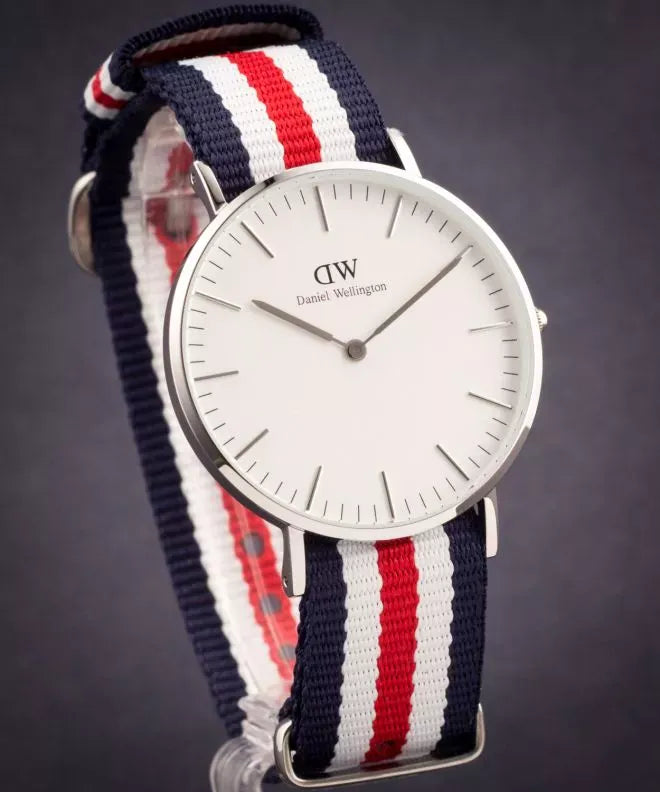 Daniel Wellington Classic Canterbury White Dial Two Tone NATO Strap Watch For Women - DW00100051