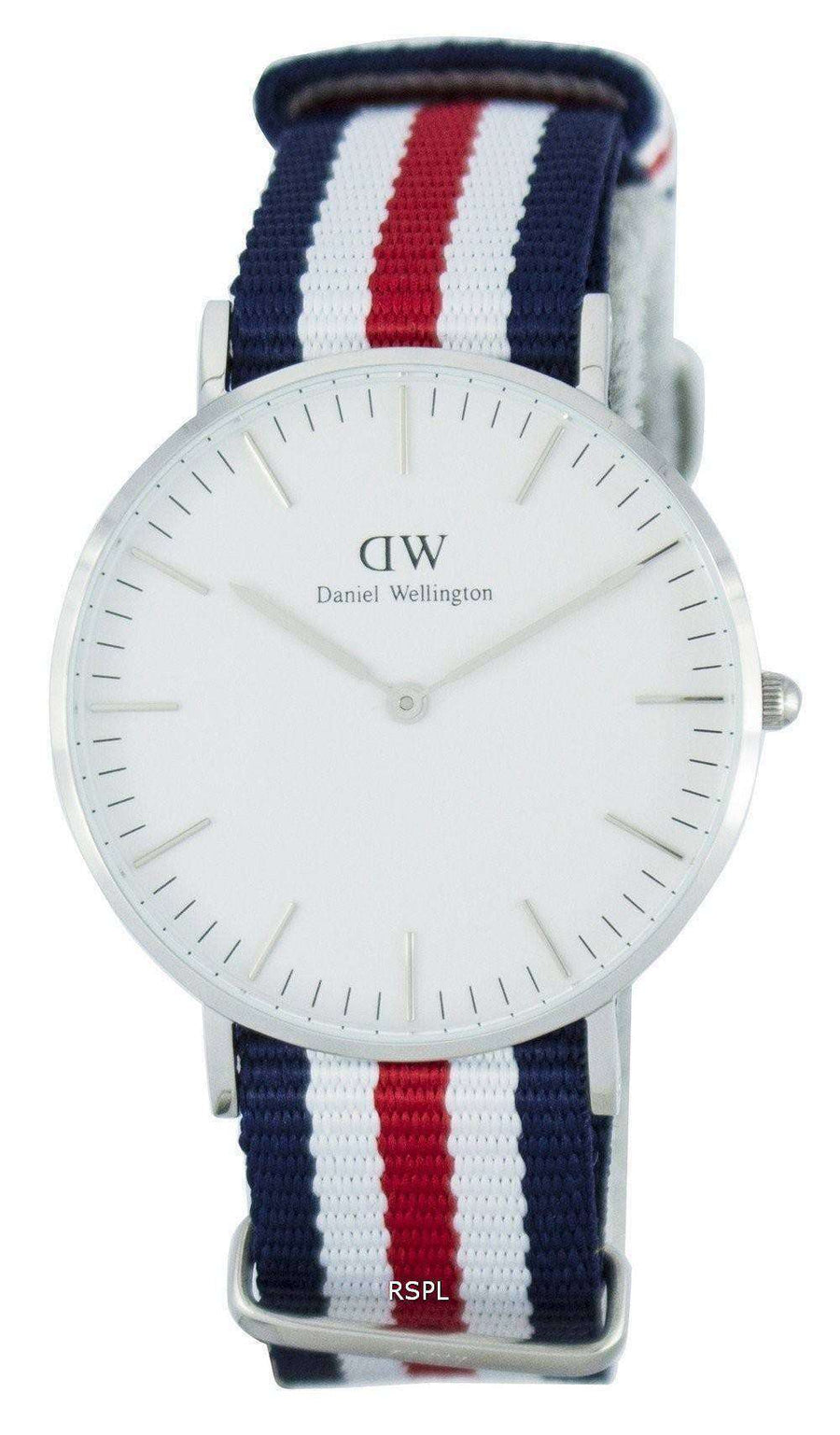 Daniel Wellington Classic Canterbury White Dial Two Tone NATO Strap Watch For Women - DW00100051