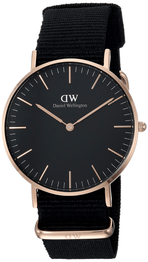 Daniel Wellington Classic Cornwall Black Dial Black NATO Strap Watch For Women - DW00100150