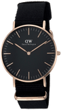 Daniel Wellington Classic Cornwall Black Dial Black NATO Strap Watch For Women - DW00100150