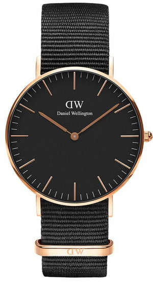 Daniel Wellington Classic Cornwall Black Dial Black NATO Strap Watch For Women - DW00100150