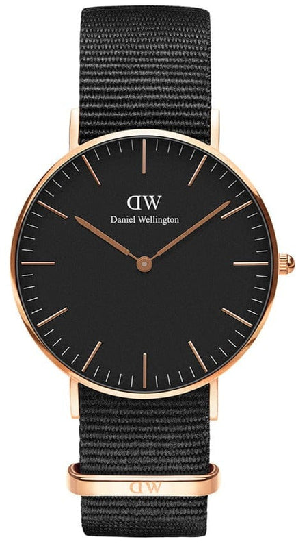 Daniel Wellington Classic Cornwall Black Dial Black NATO Strap Watch For Women - DW00100150