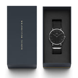 Daniel Wellington Classic Cornwall Black Dial Black Nylon Strap Watch For Women - DW00100149