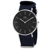 Daniel Wellington Classic Cornwall Black Dial Black Nylon Strap Watch For Women - DW00100149