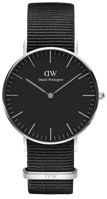 Daniel Wellington Classic Cornwall Black Dial Black Nylon Strap Watch For Women - DW00100149