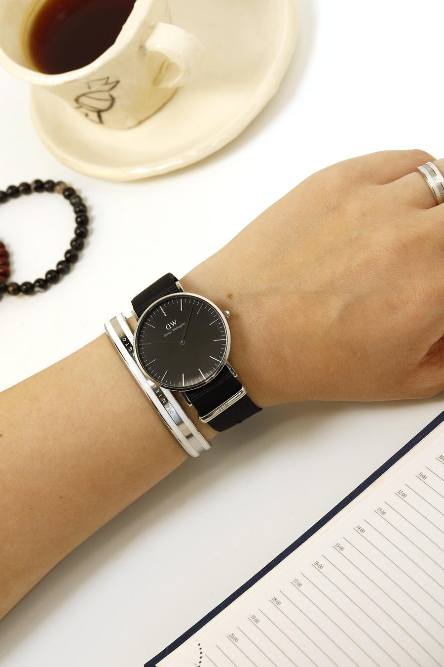 Daniel Wellington Classic Cornwall Quartz Black Dial Black Nylon Strap Watch For Women - DW00100151