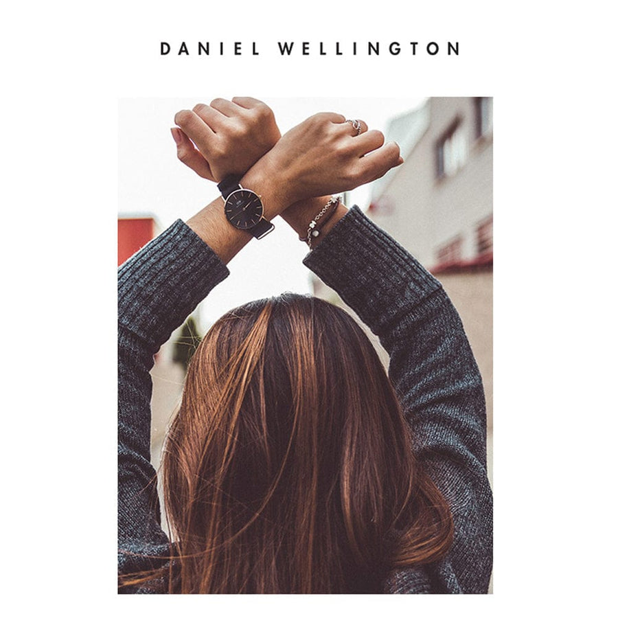 Daniel Wellington Classic Cornwall Quartz Black Dial Black Nylon Strap Watch For Women - DW00100151