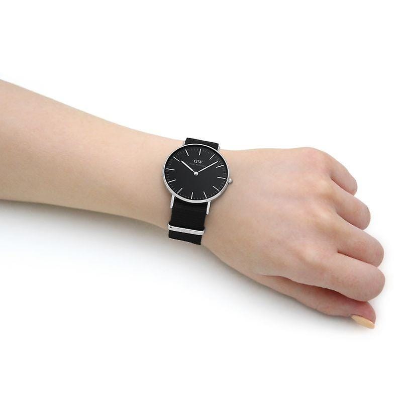 Daniel Wellington Classic Cornwall Quartz Black Dial Black Nylon Strap Watch For Women - DW00100151