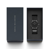Daniel Wellington Classic Cornwall Quartz Black Dial Black Nylon Strap Watch For Women - DW00100151