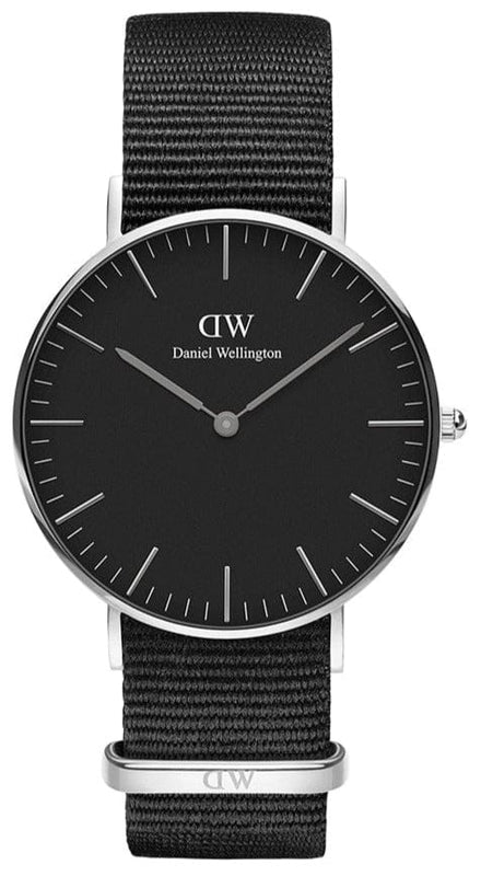 Daniel Wellington Classic Cornwall Quartz Black Dial Black Nylon Strap Watch For Women - DW00100151