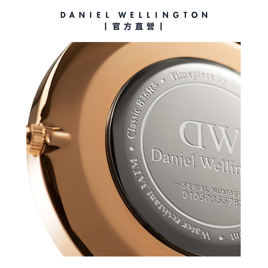 Daniel Wellington Classic Dover Black Dial White Nylon Strap Watch For Women - DW00100310