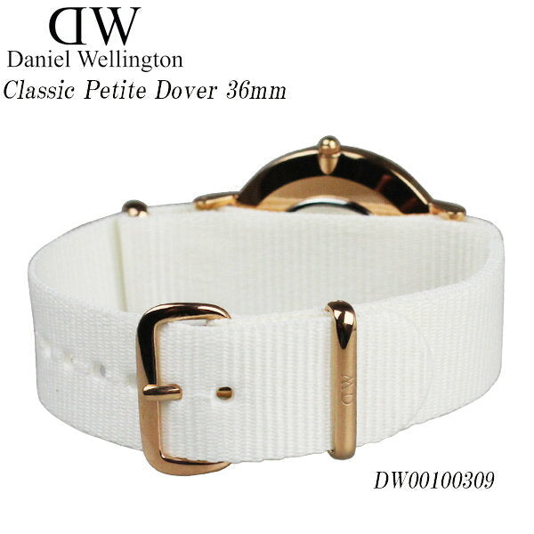 Daniel Wellington Classic Dover White Dial White Nylon Strap Watch For Women - DW00100309