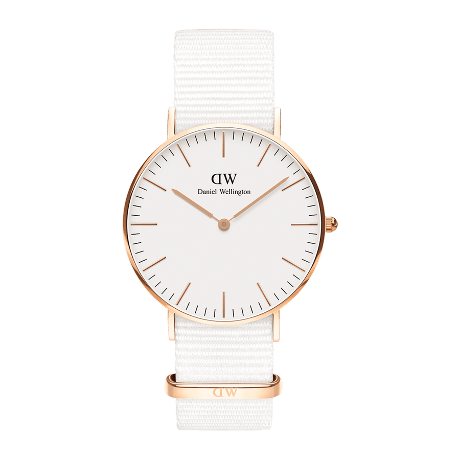 Daniel Wellington Classic Dover White Dial White Nylon Strap Watch For Women - DW00100309