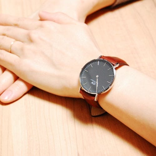Daniel Wellington Classic Durham Black Dial Brown Leather Strap Watch For Women - DW00100142