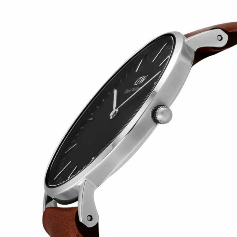 Daniel Wellington Classic Durham Black Dial Brown Leather Strap Watch For Women - DW00100142