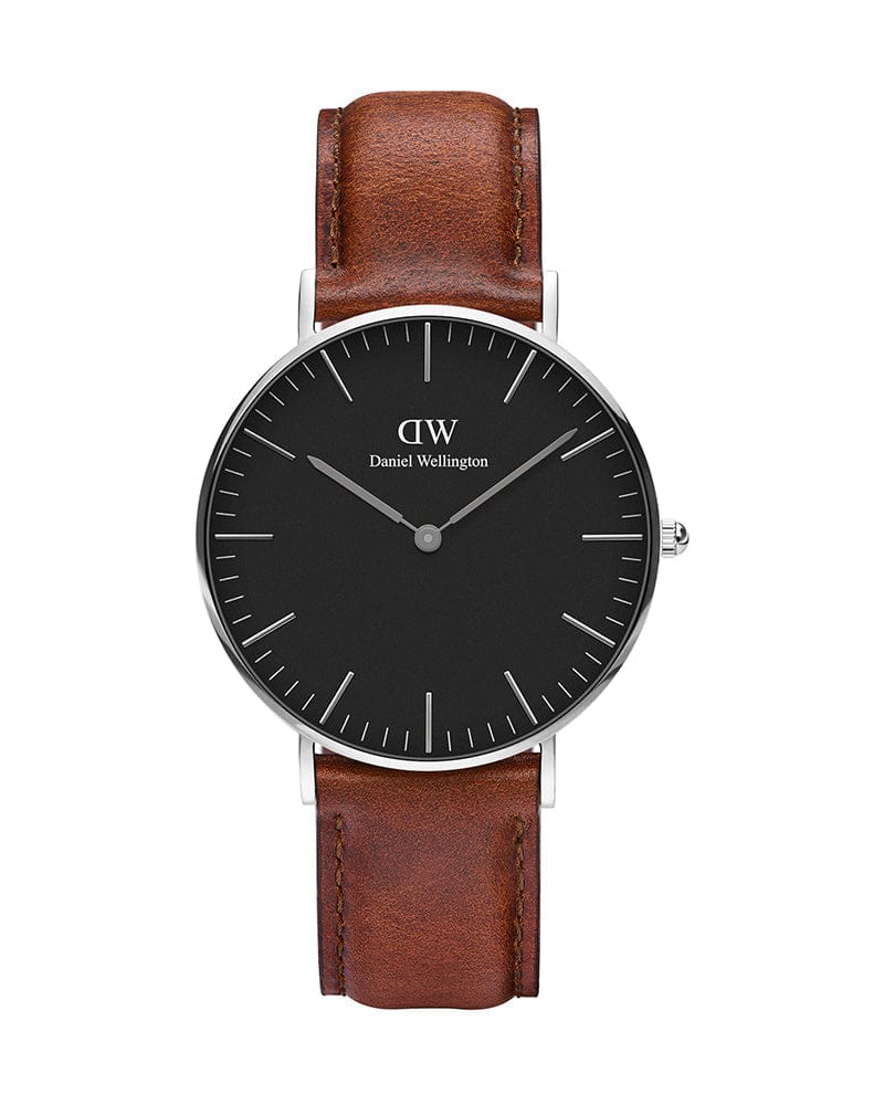 Daniel Wellington Classic Durham Black Dial Brown Leather Strap Watch For Women - DW00100142