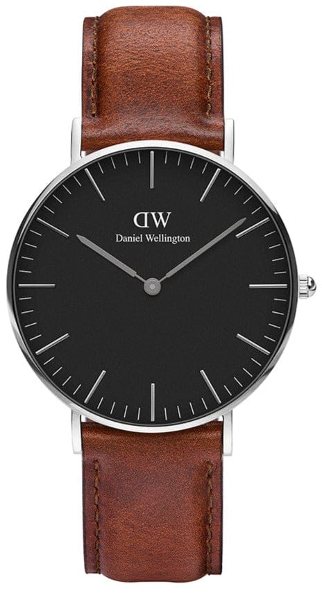 Daniel Wellington Classic Durham Black Dial Brown Leather Strap Watch For Women - DW00100142