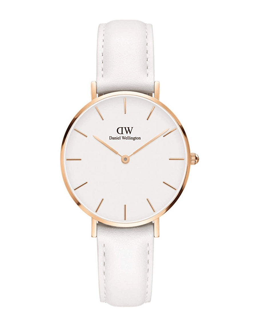 Daniel Wellington Petite Bondi White Dial White Leather Strap Watch for Women - DW00100189