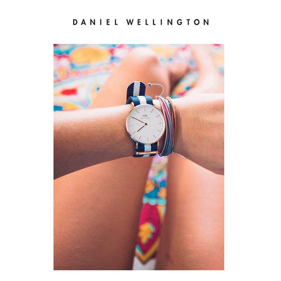 Daniel Wellington Classic Glasgow White Dial Two Tone NATO Strap Unisex Watch - DW00100047