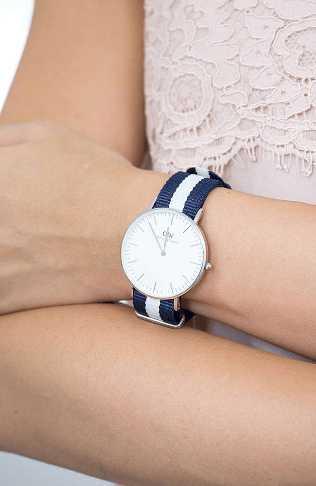 Daniel Wellington Classic Glasgow White Dial Two Tone NATO Strap Unisex Watch - DW00100047