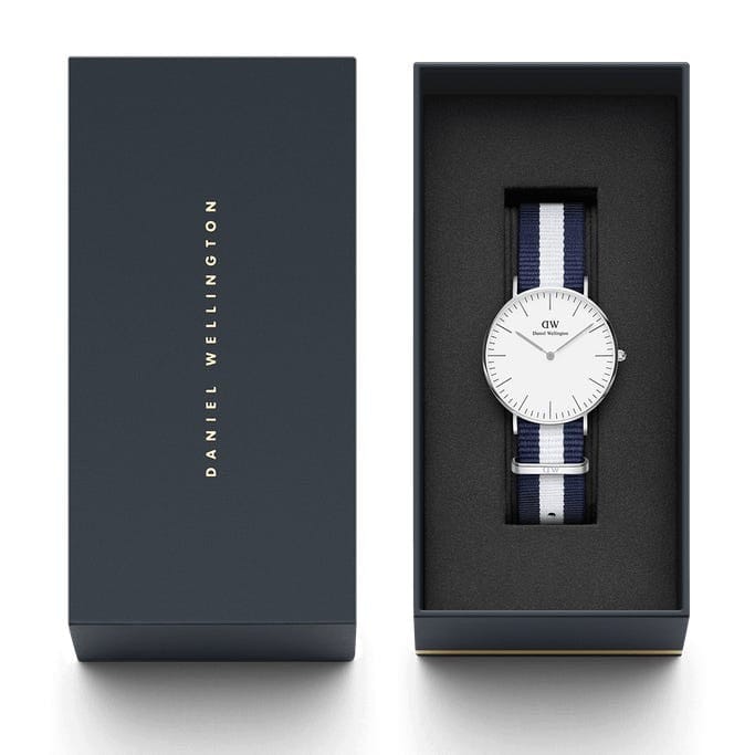 Daniel Wellington Classic Glasgow White Dial Two Tone NATO Strap Unisex Watch - DW00100047