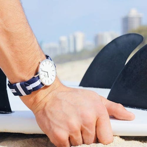 Daniel Wellington Classic Glasgow White Dial Two Tone NATO Strap Unisex Watch - DW00100047