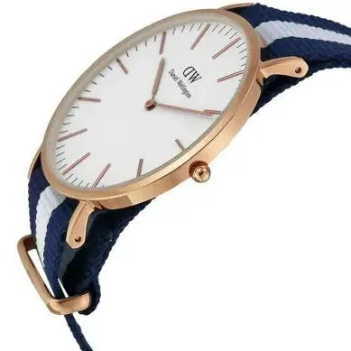 Daniel Wellington Classic Glasgow White Dial Two Tone NATO Strap Watch for Men - DW00100004