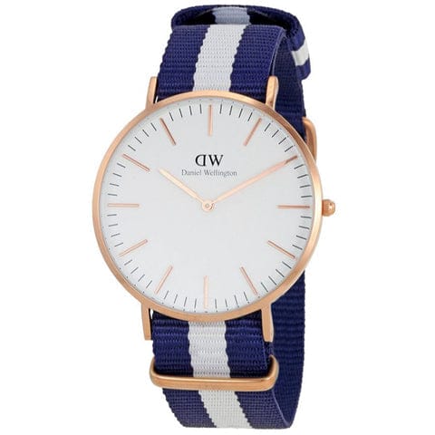 Daniel Wellington Classic Glasgow White Dial Two Tone NATO Strap Watch for Men - DW00100004