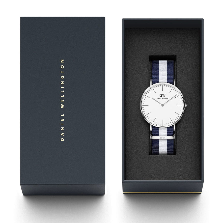 Daniel Wellington Classic Glasgow White Dial Two Tone NATO Strap Watch For Men - DW00100018
