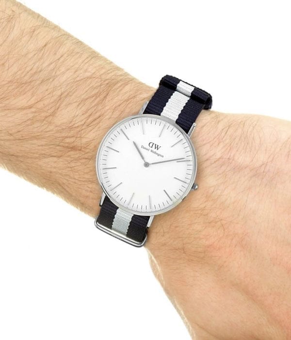 Daniel Wellington Classic Glasgow White Dial Two Tone NATO Strap Watch For Men - DW00100018
