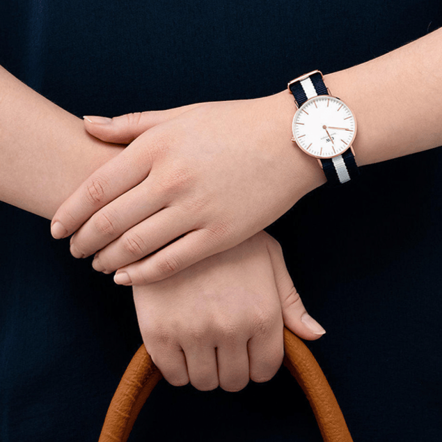 Daniel Wellington Classic Glasgow White Dial Two Tone NATO Strap Watch For Women - DW00100031