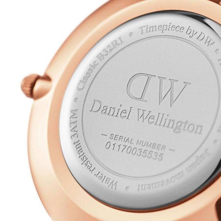 Daniel Wellington Classic Melrose Black Dial Rose Gold Mesh Bracelet Watch For Women - DW00100161