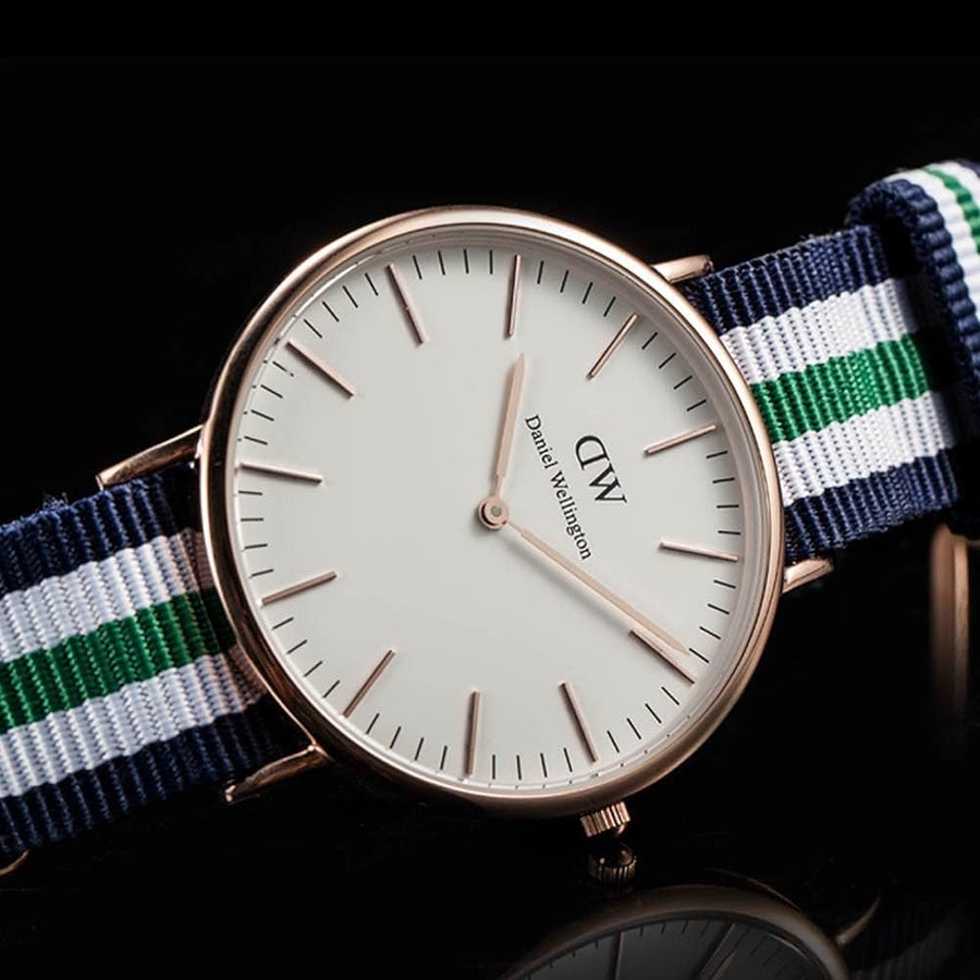 Daniel Wellington Classic Nottingham White Dial Two Tone NATO Strap Watch For Men - 0108DW