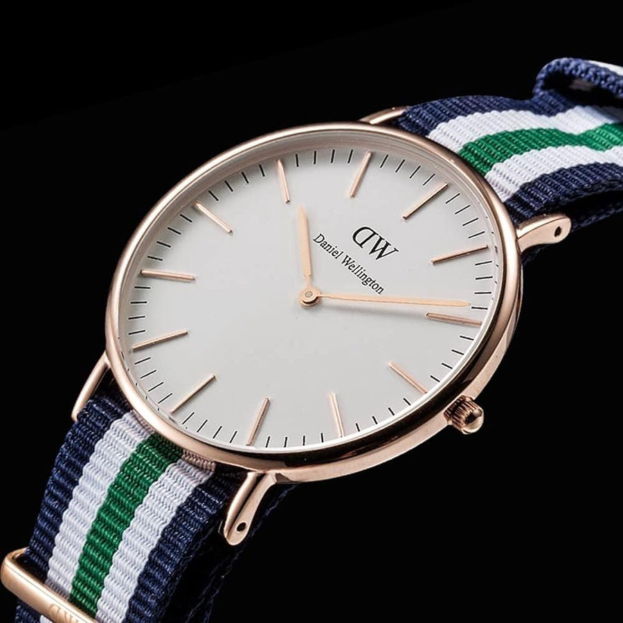 Daniel Wellington Classic Nottingham White Dial Two Tone NATO Strap Watch For Men - 0108DW