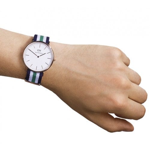 Daniel Wellington Classic Nottingham White Dial Two Tone NATO Strap Watch For Men - 0108DW