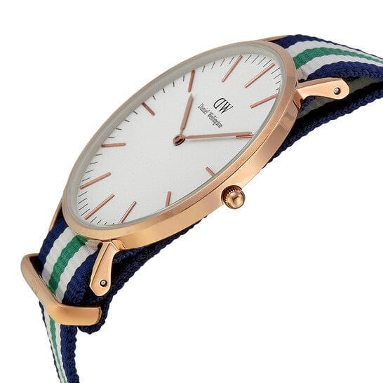 Daniel Wellington Classic Nottingham White Dial Two Tone NATO Strap Watch For Men - 0108DW
