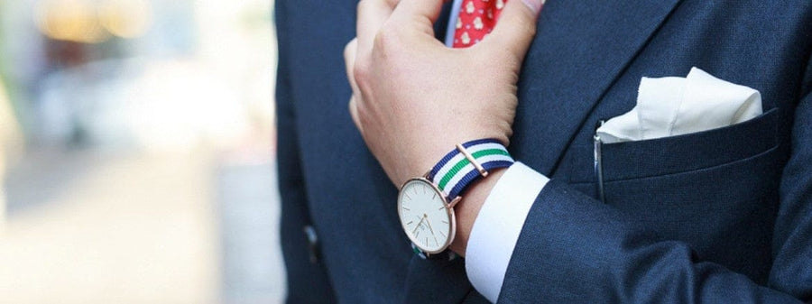 Daniel Wellington Classic Nottingham White Dial Two Tone NATO Strap Watch For Men - 0108DW