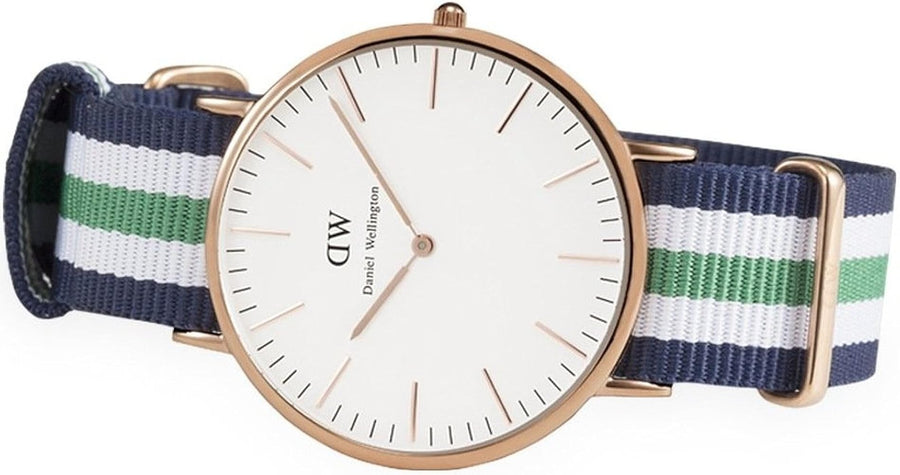 Daniel Wellington Classic Nottingham White Dial Two Tone NATO Strap Watch For Men - 0108DW