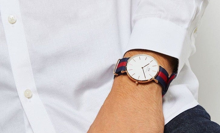 Daniel Wellington Classic Oxford White Dial Two Tone NATO Strap Watch For Men - DW00100001