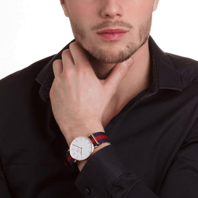 Daniel Wellington Classic Oxford White Dial Two Tone NATO Strap Watch For Men - DW00100001