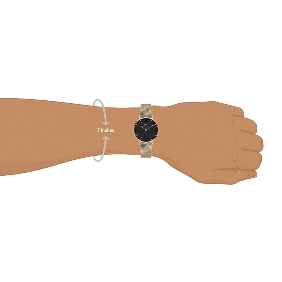 Daniel Wellington Classic Petite Black Dial Gold Mesh Bracelet Watch For Women - DW00100347