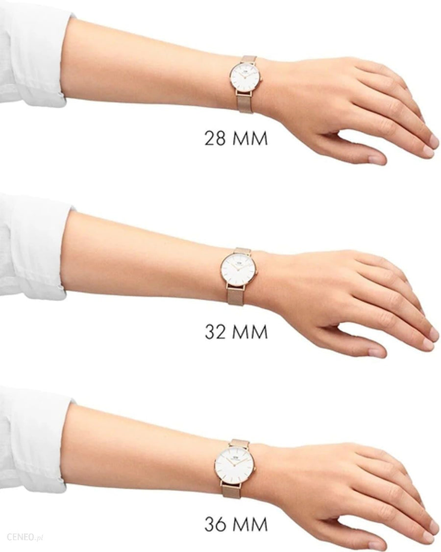 Daniel Wellington Classic Petite Black Dial Gold Mesh Bracelet Watch For Women - DW00100347