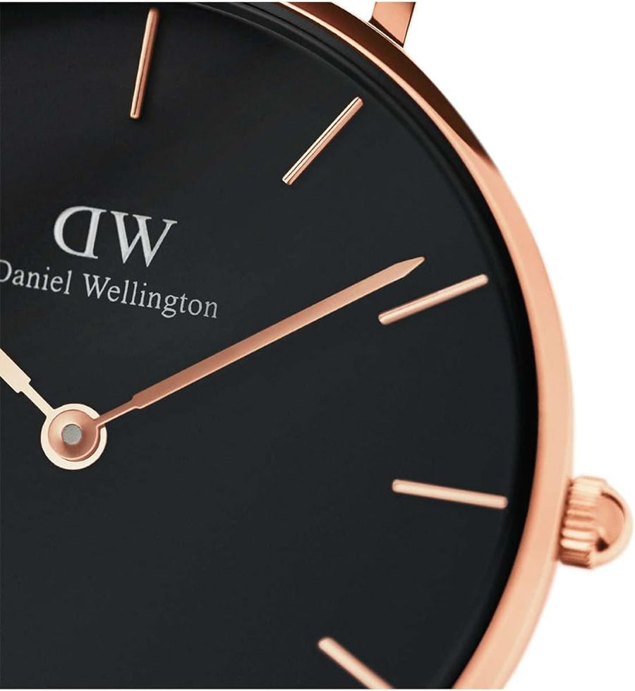 Daniel Wellington Classic Petite Bristol Black Dial Brown Leather Strap Watch For Women - DW00100165