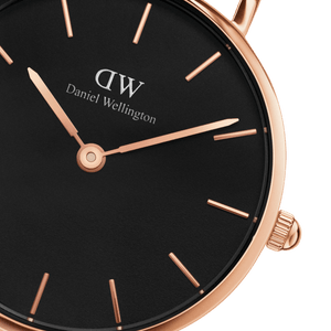 Daniel Wellington Classic Petite Bristol Black Dial Brown Leather Strap Watch For Women - DW00100221