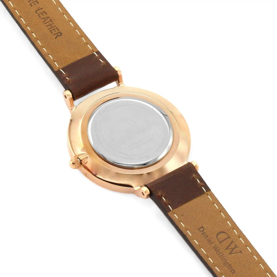 Daniel Wellington Classic Petite Bristol White Dial Brown Leather Strap Watch For Women - DW00100171
