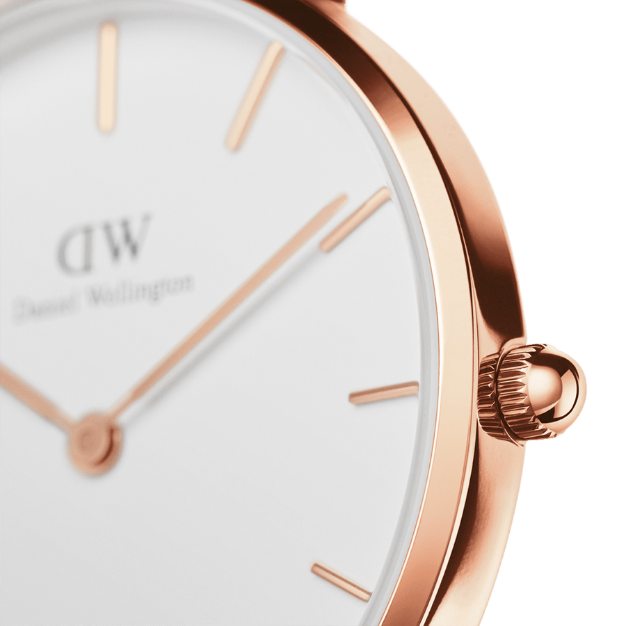 Daniel Wellington Classic Petite Bristol White Dial Brown Leather Strap Watch For Women - DW00100171