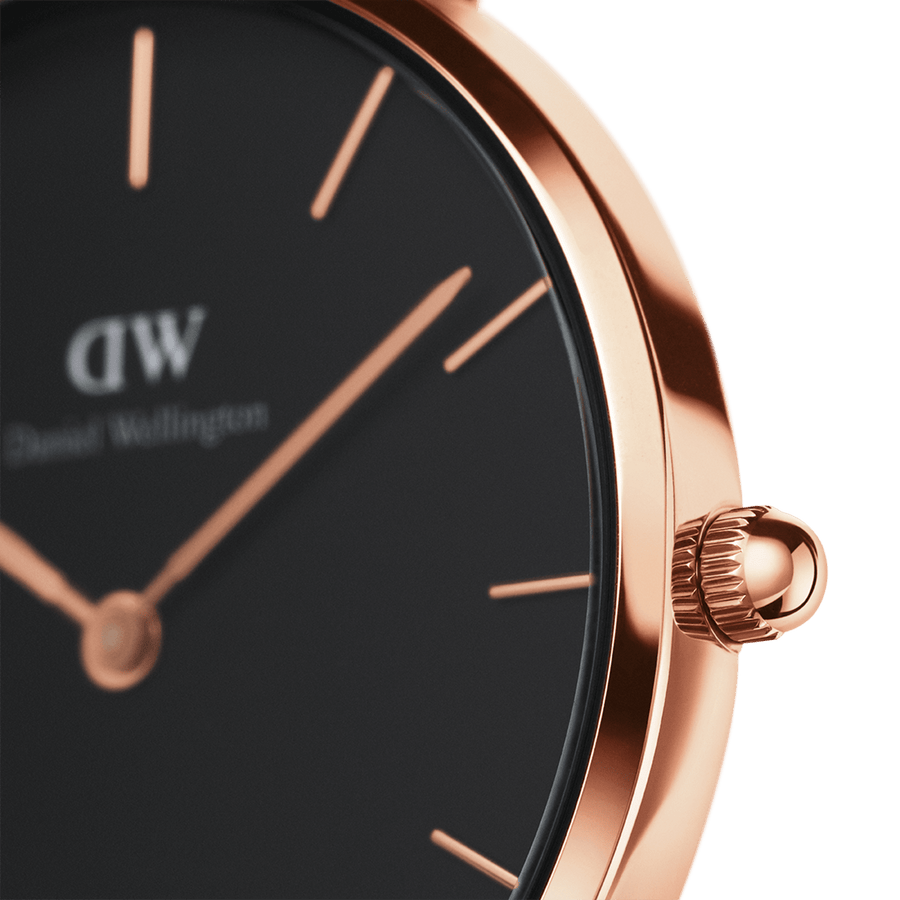 Daniel Wellington Classic Petite Cornwall Black Dial Black NATO Strap Watch For Women - DW00100215