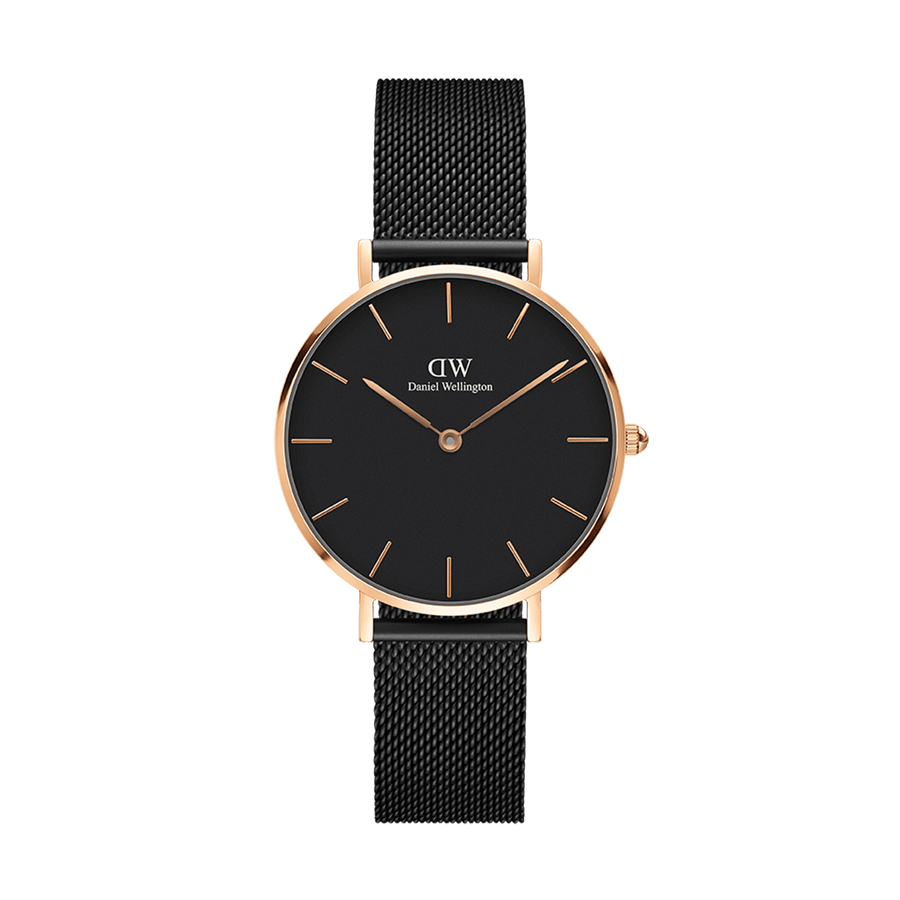 Daniel Wellington Classic Petite Cornwall Black Dial Black NATO Strap Watch For Women - DW00100215